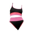 thumbnail image 2 of Pxiakgy tankini swimsuits for women swim suits for women Two High Waisted Bikini Set for Women Cute Color Block Striped Sporty Swimsuit Knit Ribbed Bathing Suit A + L, 2 of 4