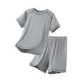 thumbnail image 2 of Spazoro Little & Big Girls Leisure Outfit Sets, Crew Neck Solid Color 2-Pieces Summer Short Sleeve Shirt and Shorts Sets Gray Size 13-14T, 2 of 4