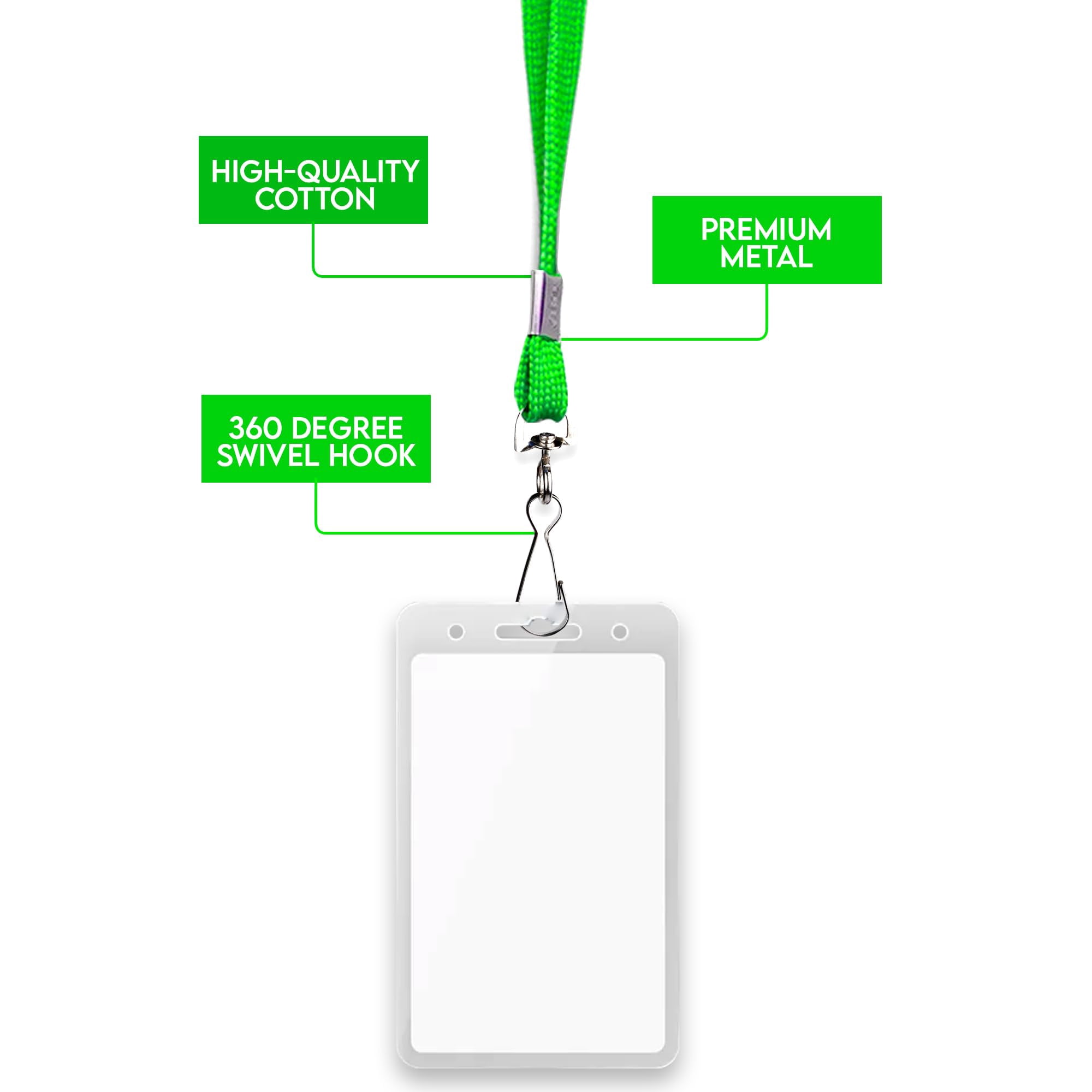 100-pack Green Lanyards For Id Badges With Swivel J-hooks - Versatile Neck Lanyard Keys  Card Holders Whistles And More Ideal Offices Teachers Cruise Ship Cards
