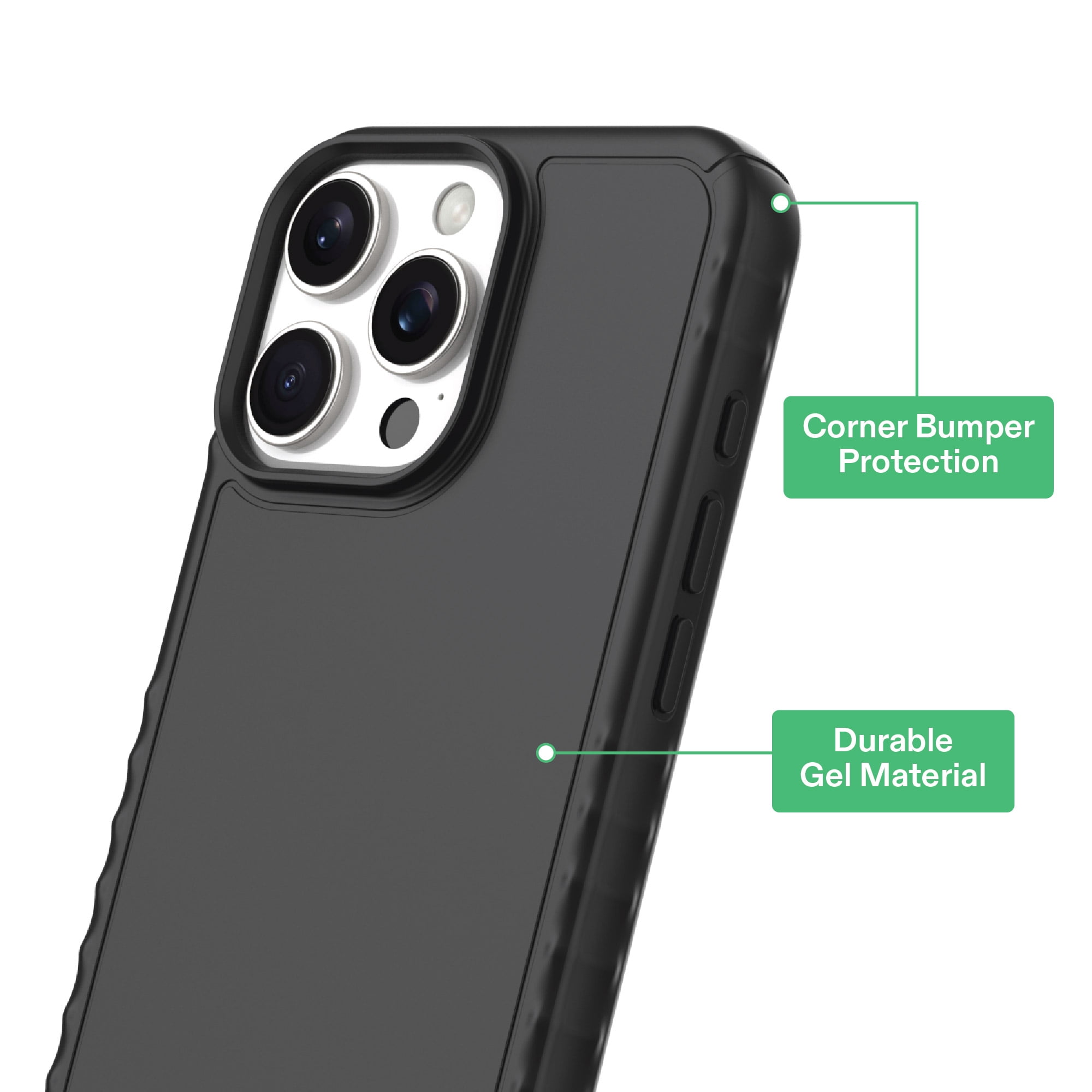 onn Protective Gel Phone Case for iPhone 16 Pro - Black