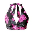 thumbnail image 4 of DHFJKG Womens Bikini Top Bathing Suit Open Back Halter Self Tie V Neck Floral Swimwear Tops Stylish Beachwear, 4 of 5