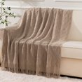 thumbnail image 4 of Knit Diamond Pattern Decorative Throw Blanket for Couch Chair Sofa Home Decor (Beige, 60"x80"), 4 of 7