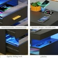 thumbnail image 2 of Modern RGB Smart Nightstand with Wireless Charging Station, USB Port - LED Nightstand Table for Bedroom Furniture - 2 Drawers & Open Storage Shelf - Home Office End Side Cabinet, Black, 2 of 8