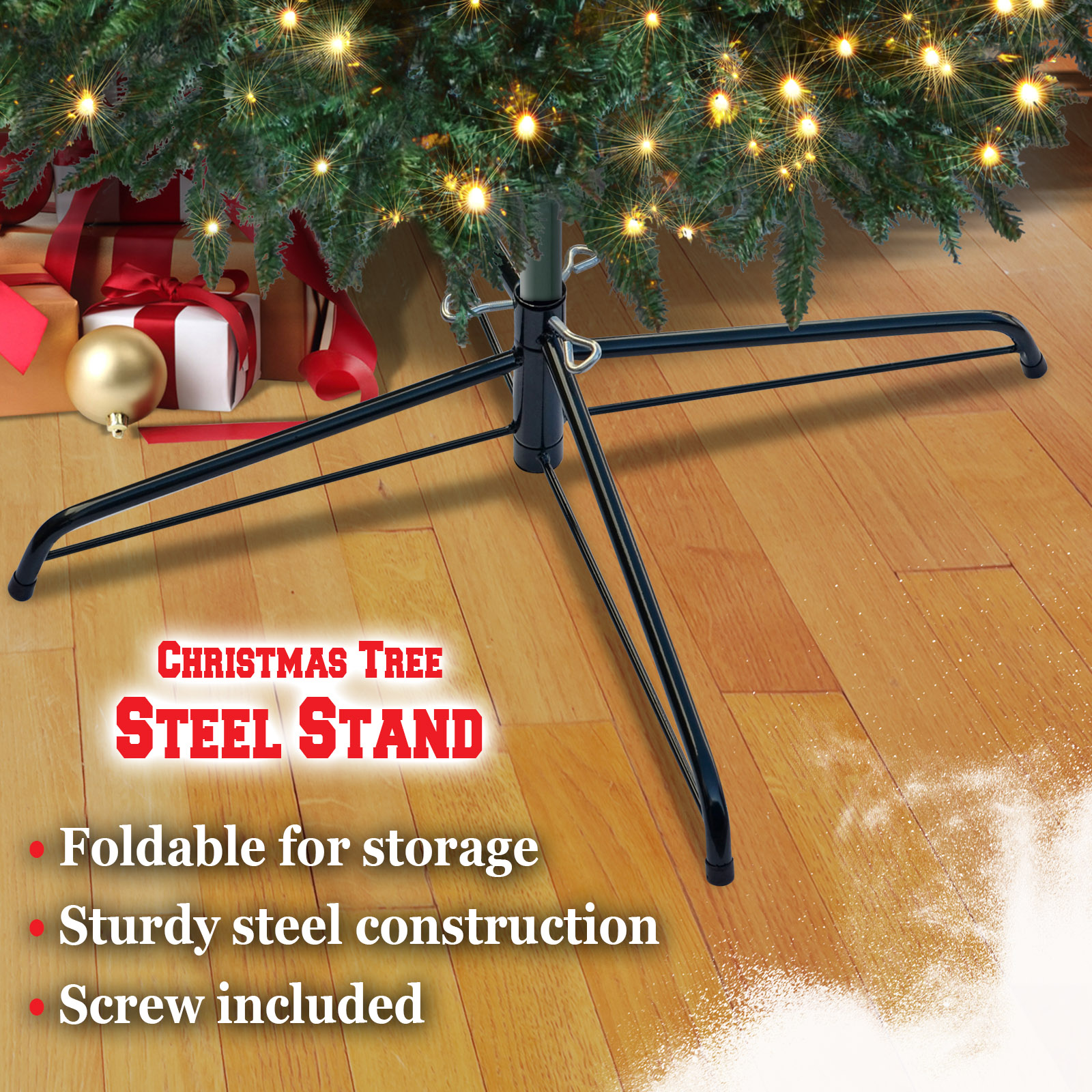 Sunrise Steel Base Metal Stand for 5/6/7/7.5ft Christmas Tree Xmas Decor (Green, for 7.5ft Tree)