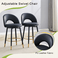 thumbnail image 5 of Set of 2 - Black PU Leather Swivel Bar Stools - Modern Metal Legs, Kitchen/Dining Chairs. 360° Rotation, Comfortable Upholstered Seats. For Home, Office &amp; Terrace., 5 of 27