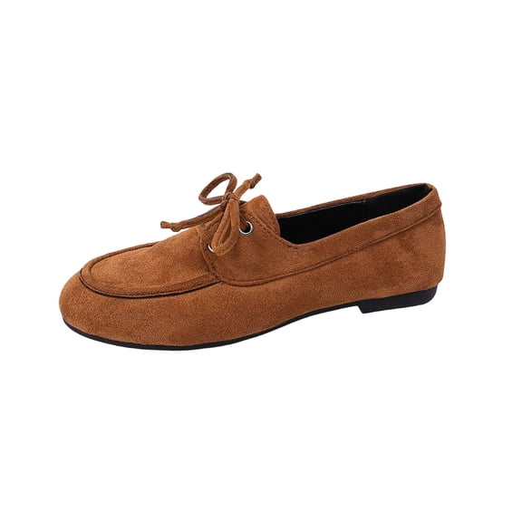 Womens Brown Loafers Slip on Flats, Comfortable Casual Shoes for Women with Low Heel & Non-Slip Sole for Work Office Walking,Size 5.5