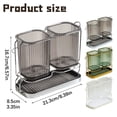 thumbnail image 3 of 2 Cups Tooth Brushing Holder, Loetky Bathroom Organizers With Detachable Drain Tray For Toothpaste, Razors, Toothbrush, Storage Caddy Countertop, Kitchen Utensil Holder, A Drainer (With Two Cups), 3 of 6
