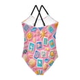thumbnail image 2 of Girls' One-piece Swimsuit Cross Back Bathing Suit Beach Surfing Sizes 3T-10T Colorful Marine Life, 2 of 9
