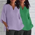 thumbnail image 2 of Timegard 2pc Plus Size Tops for Women 3/4 Sleeve Lightweight Blouse Spring Casual Loose Tops Solid Color, 2 of 7