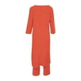 thumbnail image 4 of uublik Hawaii Outfits for Women 2024 Long Sleeve Blouse and Elastic Waist Long Pants Suit Orange, M, 4 of 6