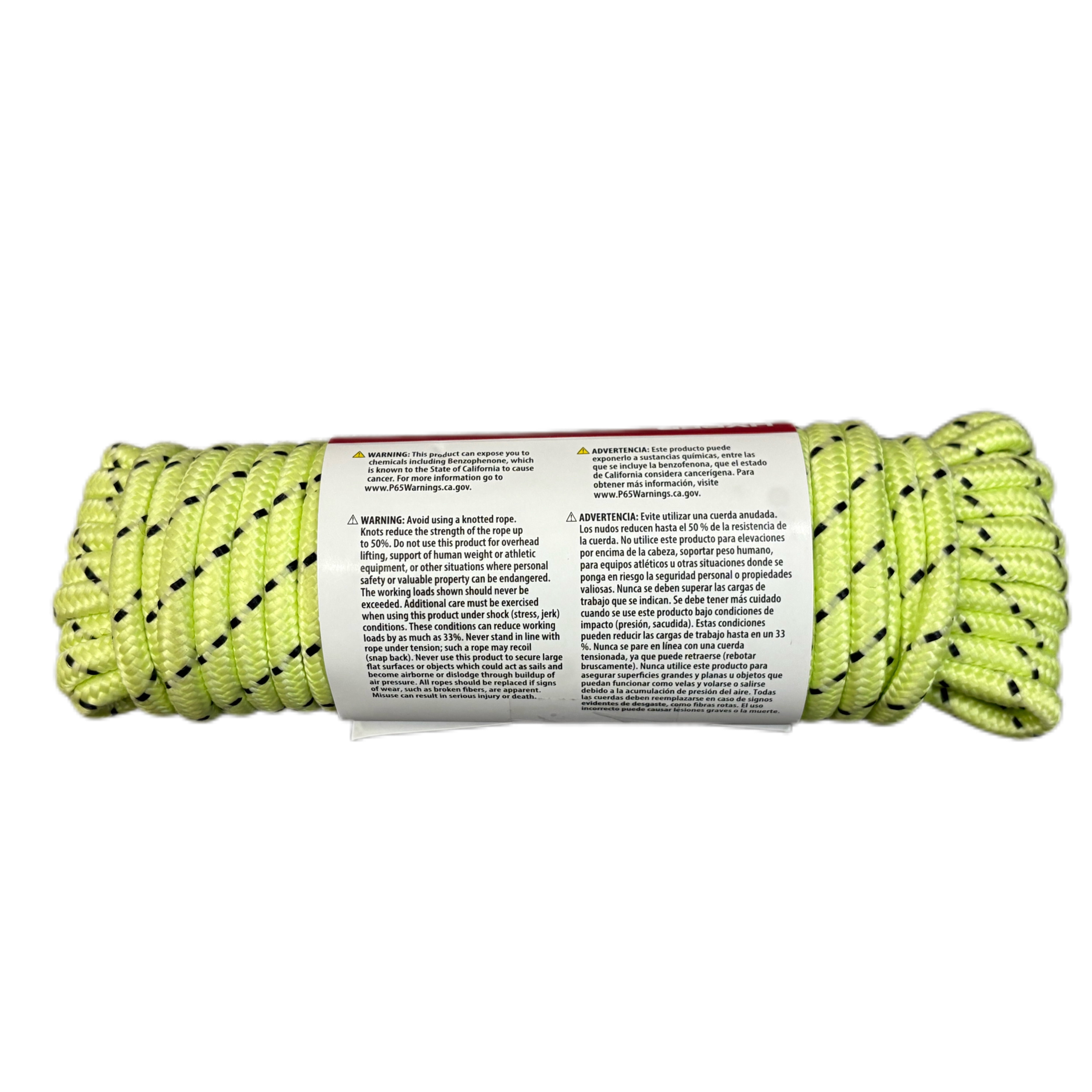 Hyper Tough Glow-in-the-Dark Polypropylene Diamond-Braid Rope, 1/4 in x 50 ft