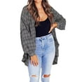 thumbnail image 5 of Women Shirt Lapel Long Sleeve Flap Pockets Shirt Tops Single Breasted Distressed Tassel Edge Oversized Fit Shirt Jacket, 5 of 8