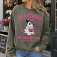 thumbnail image 3 of Breast Cancer Awareness Shirt, In October We Wear Pink Sweatshirt, Pink Witch Ghost Halloween Hoodie and T-Shirt, October Support Gift for Women, 3 of 9