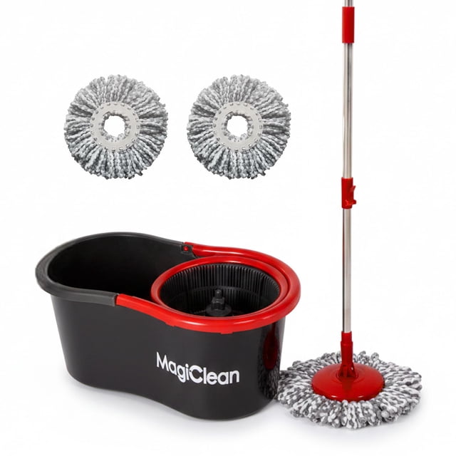 MAGICLEAN Trapeador con Exprimidor de Cubeta M2 | 2 Repuestos de Microfibra Gratis | Productos para el Hogar, Cubeta para Limpieza de Oficina y Pisos de Cerámica