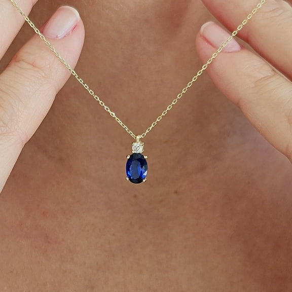 Sapphire Necklace, September Birthstone, Oval Cut Blue Gemstone Necklace, Minimalist Sapphire Charm Necklace, Birthstone Necklace