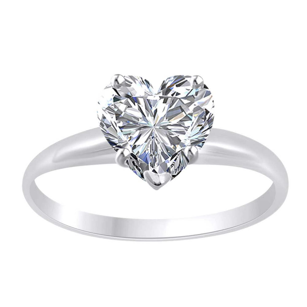 Jewel Zone US Heart Shape White Cubic Zirconia Solitaire Engagement