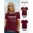 thumbnail image 3 of Xuanfei Women Vintage 1983 Round Neck Contrast Color Short Sleeve T-Shirt, 3 of 7