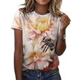 thumbnail image 3 of Bee And Flowers T-Shirts Casual T-Shirt Short Sleeve Women Trendy Tshirt Beach Custom Tops, 3 of 5