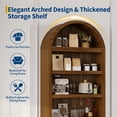 thumbnail image 4 of 71.6" Tall Arched Bookshelf, 6 Tier Farmhouse Cabinet with Open Shelf & Storage Drawers, Modern Freestanding Wood Bookcase for Living Room, Bedroom, Home Office,Walnut, 4 of 8