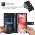 thumbnail image 2 of MZCHENYI phone case for iPhone 16 Pro max Leather protective case, premium PU wallet pocket credit card slot, with wristband zipper wallet cover, 2 of 6