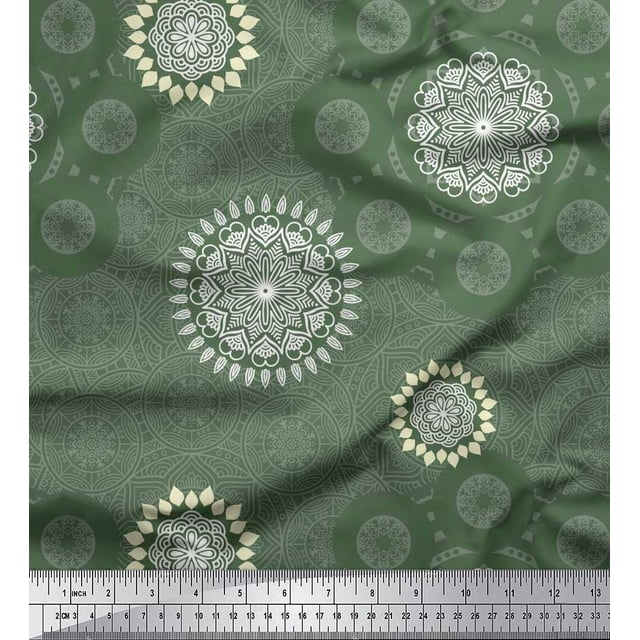 Soimoi Cotton Duck Fabric Mandala Ethnic Print Fabric by The Yard 56 Inch Wide