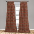 thumbnail image 5 of Ambesonne Aboriginal Curtains, Traditional Squares Art, Pair of 28"x95", Dark Salmon and Chocolate, 5 of 5