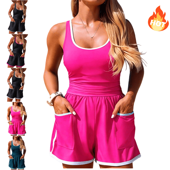 Mifsaly Womens One Piece Swimsuits Swim Romper Swimming Surfing Athletic Bathing Suit Summer Vacation Beach Swimwear with Pockets XL