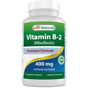 Best Naturals Vitamin B2 (Riboflavin) 400mg - Migraine Relief - Veggie Capsules - Conezyme Precursor - 120 Count