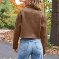 thumbnail image 5 of Women's Suede Jacket with Zipper Pockets, Casual Cropped Faux Leather Motorcycle Jacket for Women, Long Sleeve Zip Up Tops for Spring and Fall, 5 of 8
