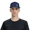 thumbnail image 6 of DouZhe Flat Brim Cap Snapback Hat, Cartoon Sugar Skull Flowers Prints Adjustable Blue Adult Baseball Cap, 6 of 7