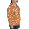 thumbnail image 3 of Kdxio Hand-drawn Pumpkin with Flowers Pattern Boys Athletic Unisex Boys Girls Hoodie with Pocket Sweatshirts-Large, 3 of 6