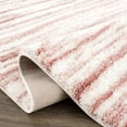 thumbnail image 6 of Hauteloom Mette Living Room, Bedroom Shaggy Area Rug - Bohemian Modern Striped Farmhouse Shag - Fluffy Soft Touch High Pile - Pink, Blush, White - 6'7" x 9', 6 of 11