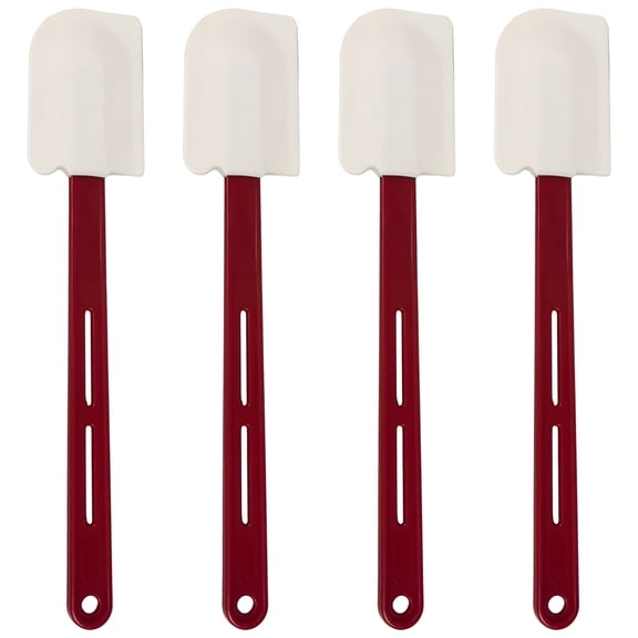 4 PCS 14-inch Silicone Spatulas, Kitchen Silicone Scrapers with Red Plastic Handles, Non-Stick Baking Tools for Cooking, High-Temperature Resistant, Easy to Clean