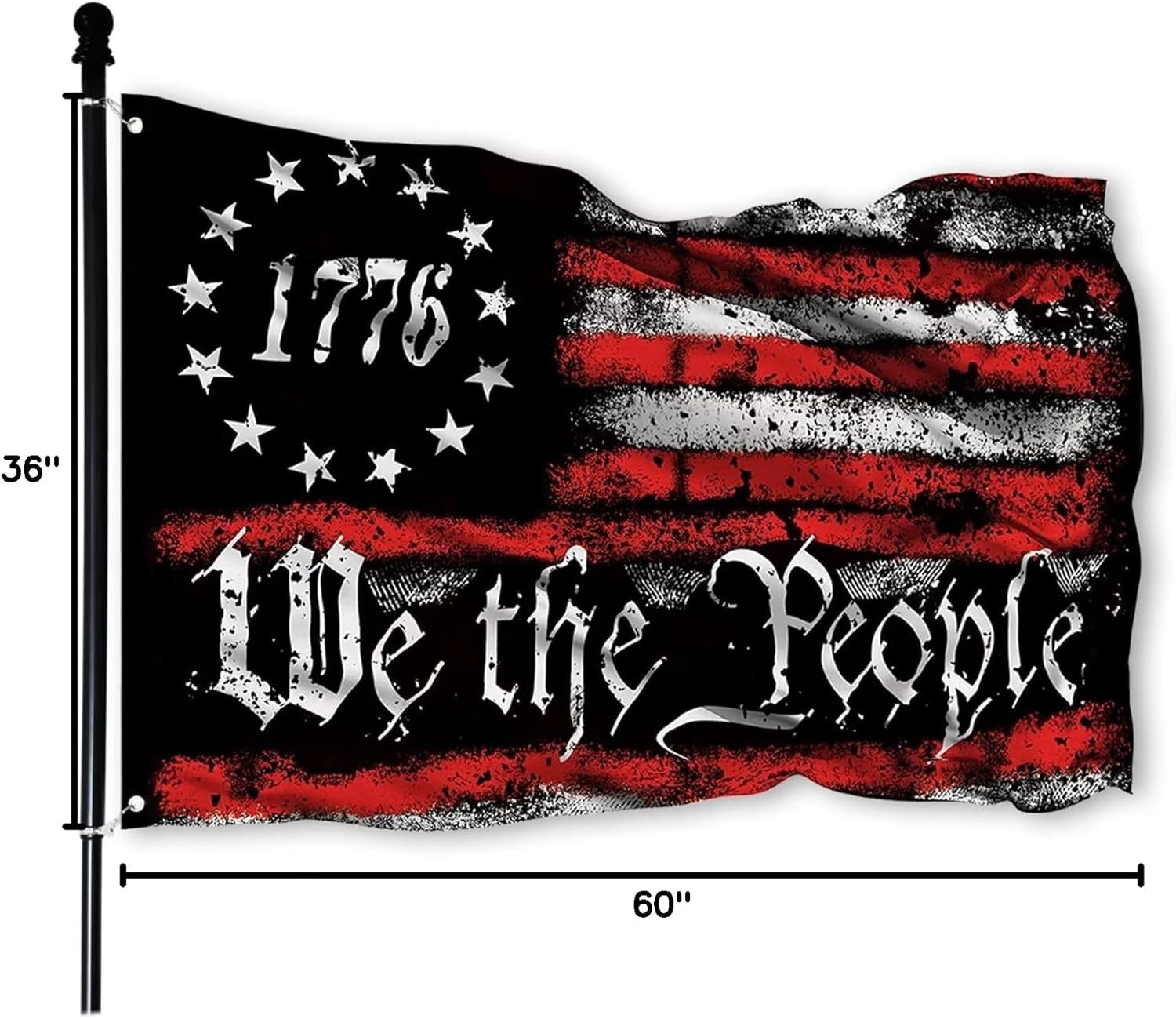 Lanola We The People 1776 Flag Double Sided 3x5 Outdoor Betsy Ross 13 Star American Constitution Flags Indoor Garden Decoration