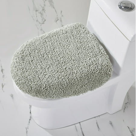 Better Trends 18"x20" Premium Toilet Lid Cover 100% Cotton Tufted Bathroom Rug Water Absorbent Reversible Machine Washable Dark Sage - Edge Collection