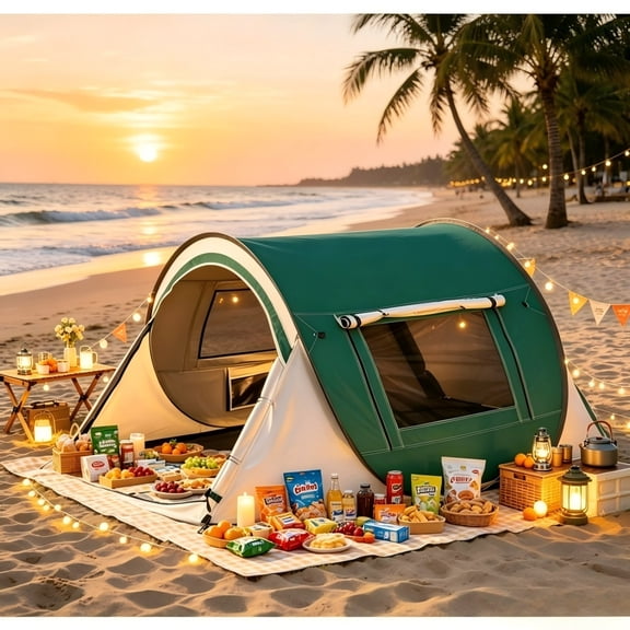 Pop Up Camping Tent, 1-3 Person Instant Tent, Waterproof UPF40 Dome Tent, Portable with Carry Bag for Outdoor Camping, Hiking & Beach
