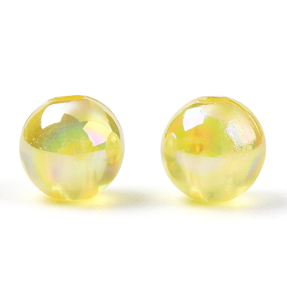 500 g Transparent Acrylic Beads AB Colors Plated Round Champagne Yellow 8mm Hole: 2mm 2100pcs/500g