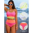 thumbnail image 3 of Eytino Bathing Suits for Women 2 Piece Swimsuit Color Block High Waisted Bikini Set 2025 Summer Beach Scrunch Ribbed Bathing Suit Swimwear Rose Colorblock S, 3 of 11