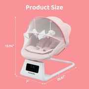 Pamo Babe Baby Swing for Newborns,5 Speeds swing modes,Canopy,Mosquito Net(Pink)