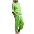 thumbnail image 2 of Riforla Women Fashion Casual Solid Color Shirt High Waist Loose Pocket Pant Two Piece Top and Bottom Set Matching Sets Women Clothing Green XL, 2 of 5