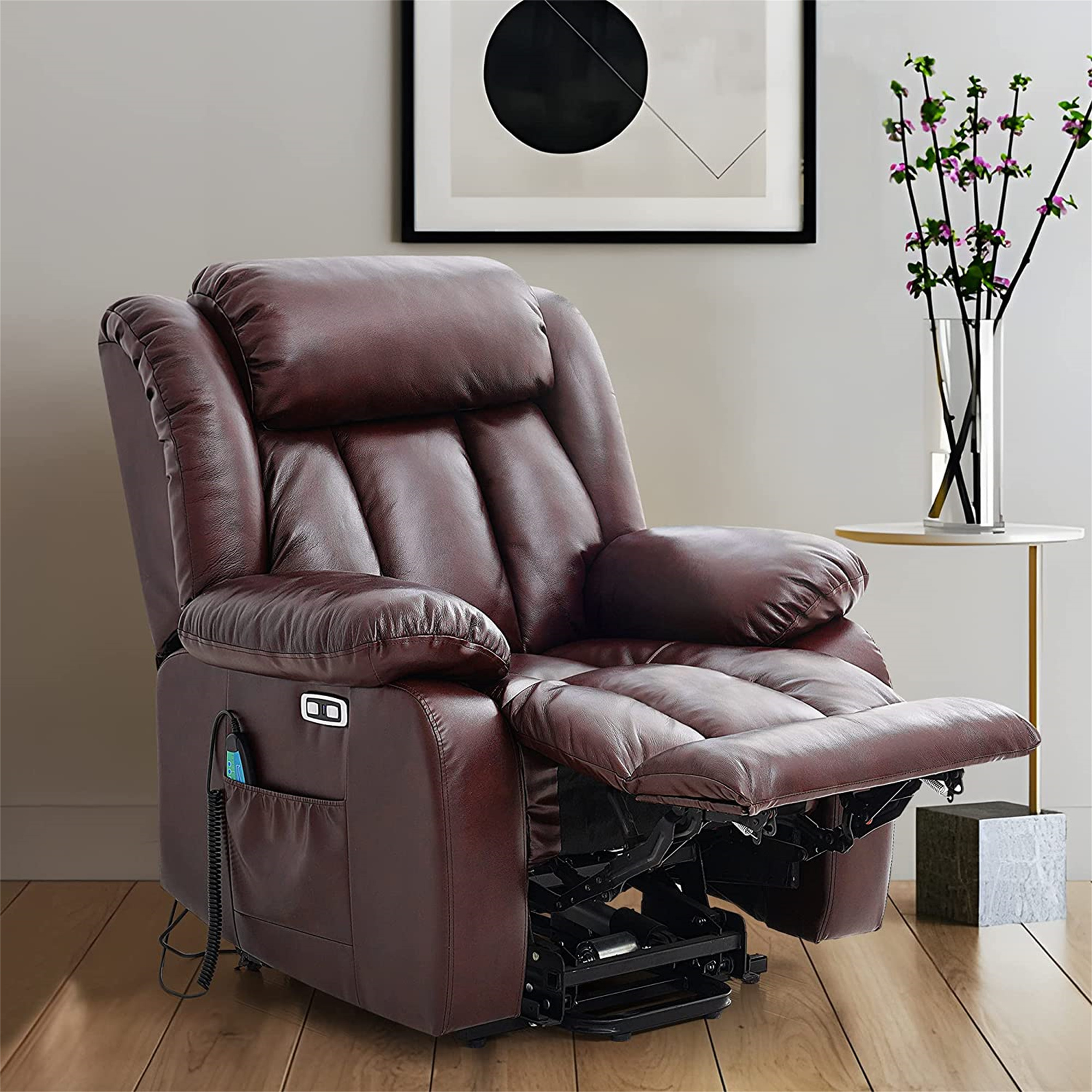 TEKAMON Leather Dual Motor Lift Chairs Recliners and Ergonomic Lounge Chair for Elderly