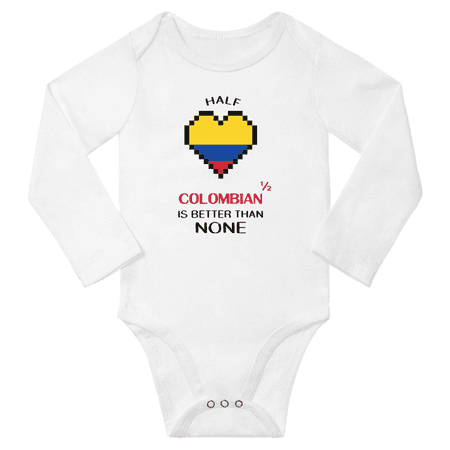 

1/2 Half Colombian is Better Than None Cute Baby Long Slevve Rompers (White 6-12 Months)