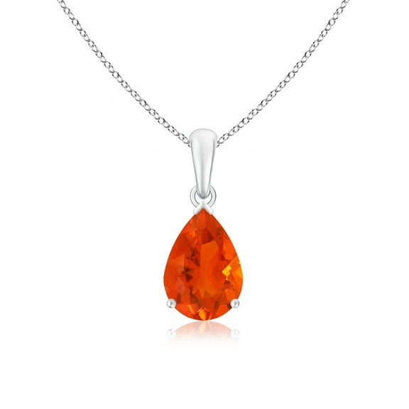 ANGARA Natural Pear-Shaped Fire Opal Solitaire Pendant in 925 Sterling Silver for Women (Size-10x7mm) | October Birthstone, Birthday, Anniversary, Jewelry Gift for Women | Natural Fire Opal Necklace