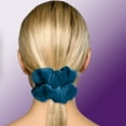 thumbnail image 4 of Velvet Scrunchies Jumbo Size Plush Big Ponytail Holders Thick Braided Locked Hair Big Made in the USA Teal Blue, 4 of 7