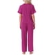 thumbnail image 3 of INSPIRAR CHIC Pijamas de Satén para Mujeres, Camisa de Manga Corta con Cuello en V y Pantalones Largos, Conjunto de Ropa de Casa Suave, S Color Rosa Fucsia, 3 of 6