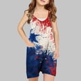 thumbnail image 1 of Sentmoon Girls Overalls V Neck Spaghetti Strap Short Rompers Independence Day Print Side Pockets Sleeveless Loose Jumpsuits Fourth of July Summer Comfy Kids for Tropical Vacation Blue 5 Years, 1 of 3
