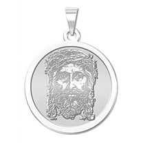 Holy Face of Jesus Religious Medal  - 1 Inch Size of a Quarter -Solid 14K White Gold