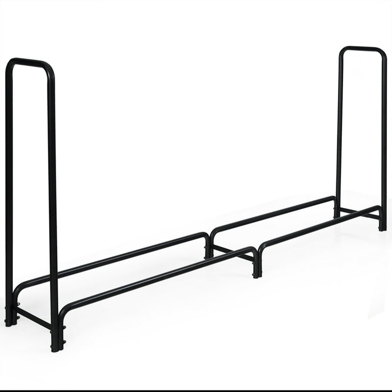 Gymax 8 Feet Outdoor Steel Firewood Log Rack Wood Storage Holder for Fireplace Black Gymax 8 Feet Outdoor Steel Firewood Log Rack Wood Storage Holder for Fireplace Black