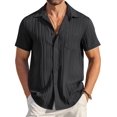 thumbnail image 1 of Camisa COOFANDY de manga corta con botones, lino negro, 1 of 6