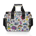 thumbnail image 7 of FORMRS Insulated Cooler Bag 24 Cans Capacity Soft Leakproof Lunch Box with Side Pockets, White Doodle Pattern, 7 of 7